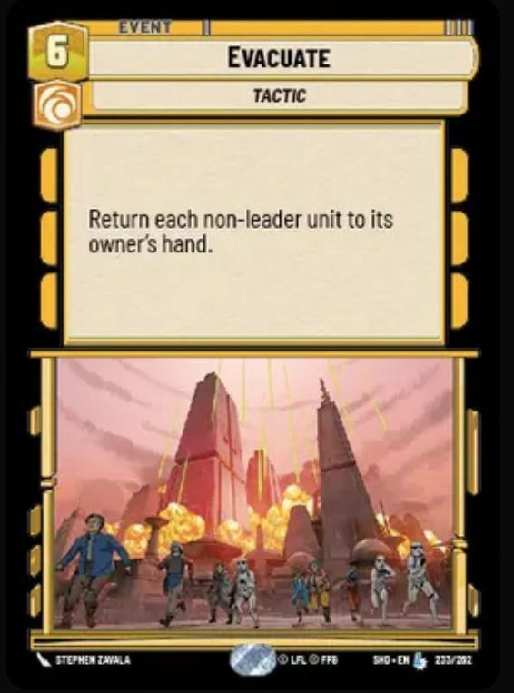 Evacuate Legendary card in Star Wars Unlimited