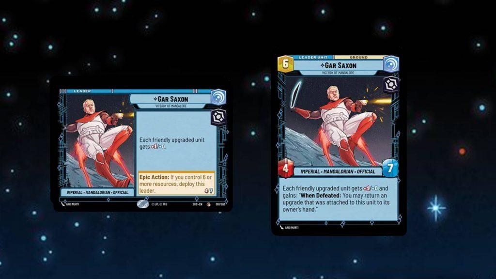 Gar Saxon leader card in Star Wars Unlimited Set 2