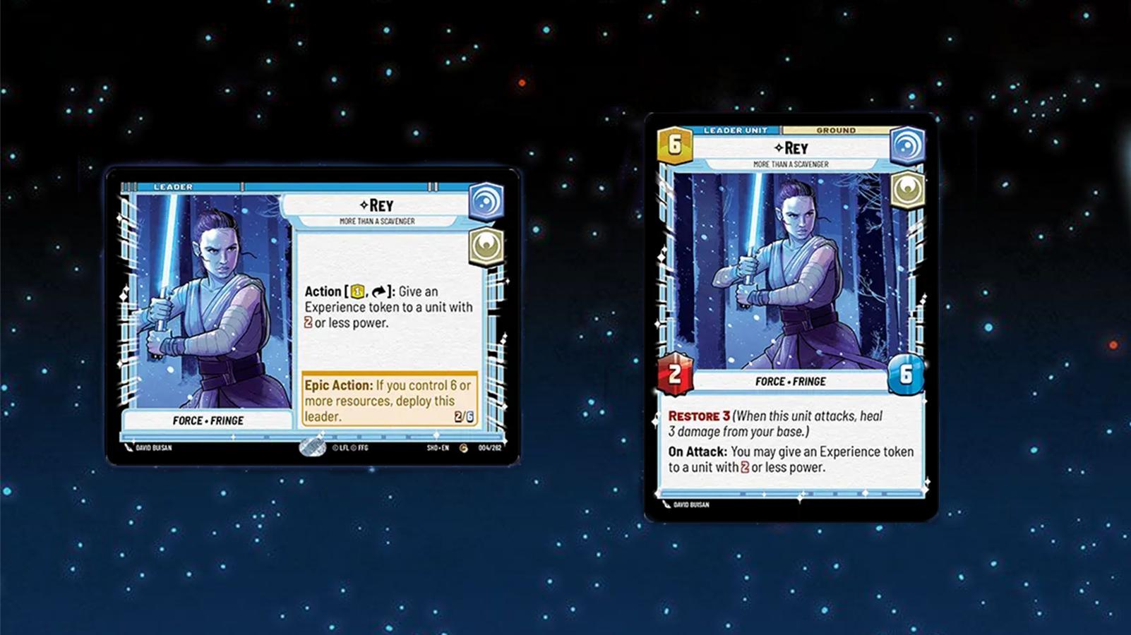 Rey Leader card in Star Wars Unlimited