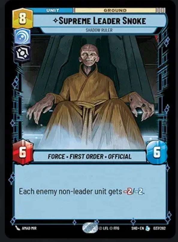 Supreme Leader Snoke Legendary card in Star Wars Unlimited