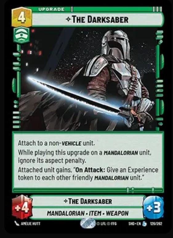 The Darksaber Legendary card in Star Wars Unlimited