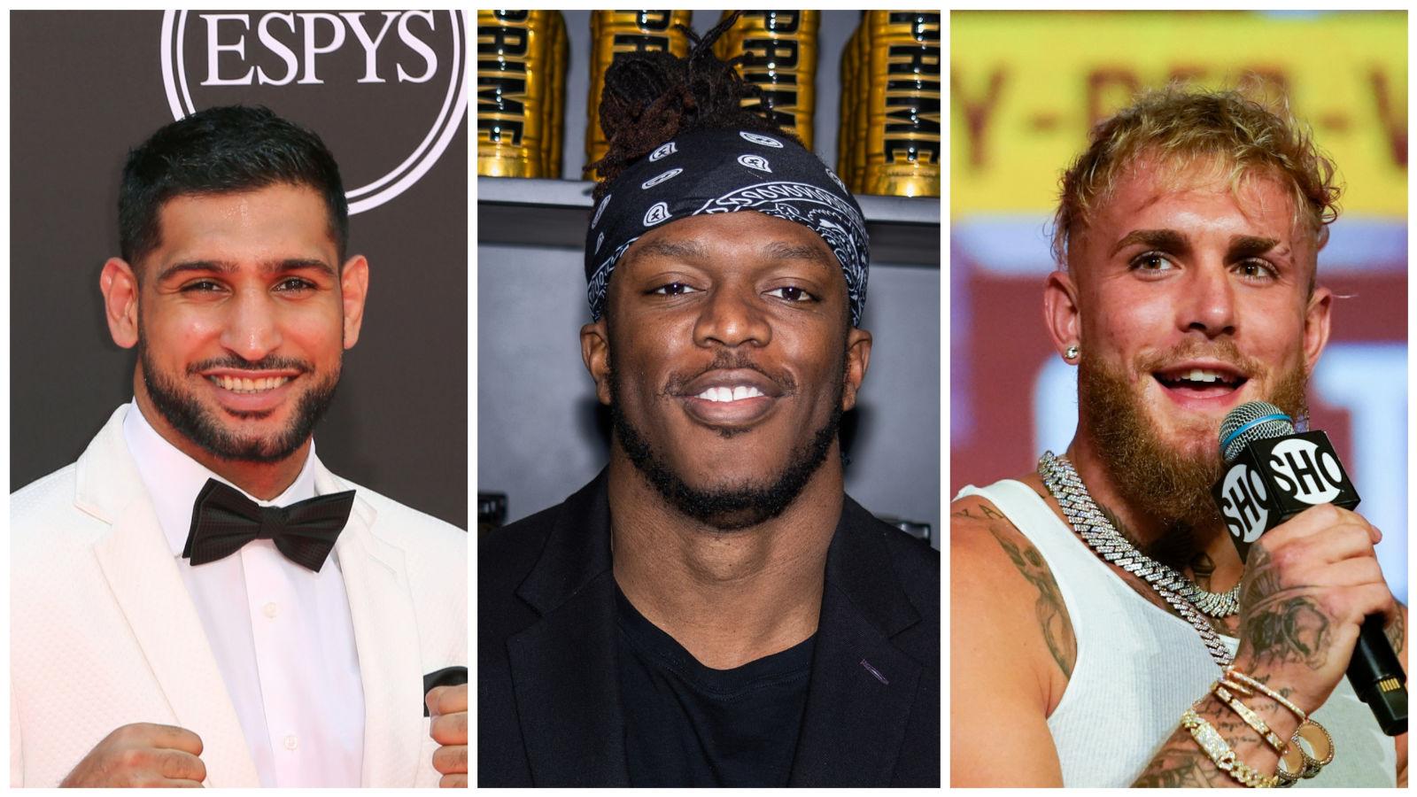 Amir Khan (L), KSI (C) and Jake Paul (R)