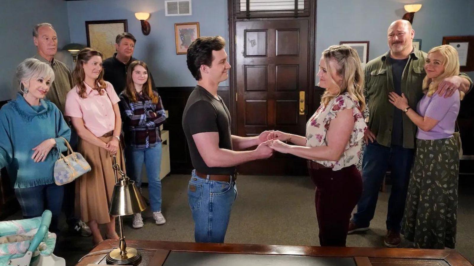 A still from Georgie and Mandy's wedding in Young Sheldon