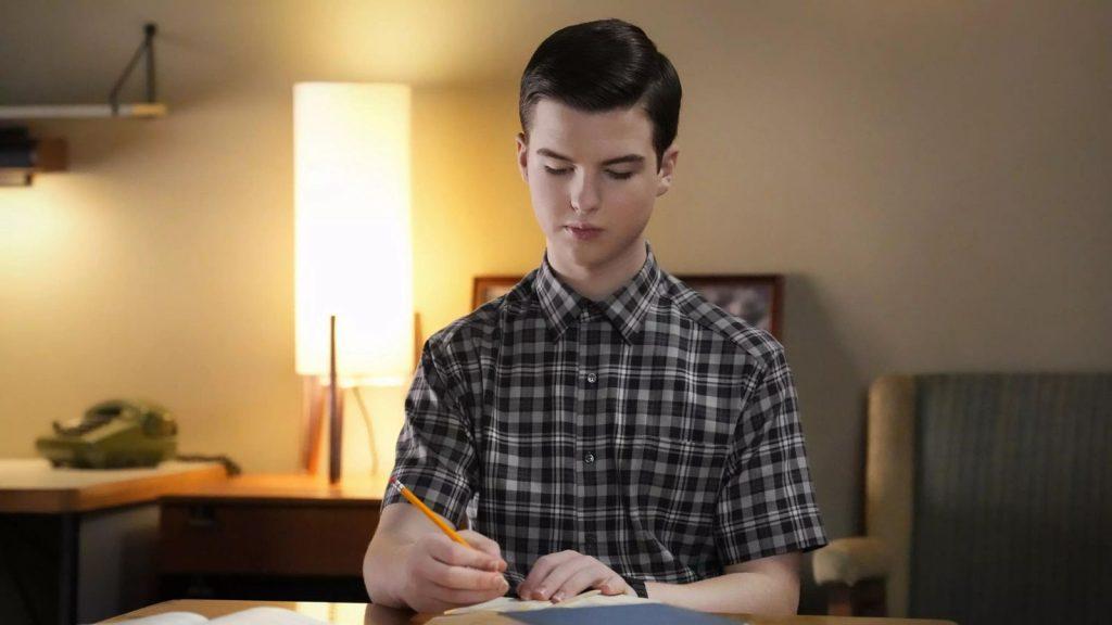 Sheldon writing in Young Sheldon