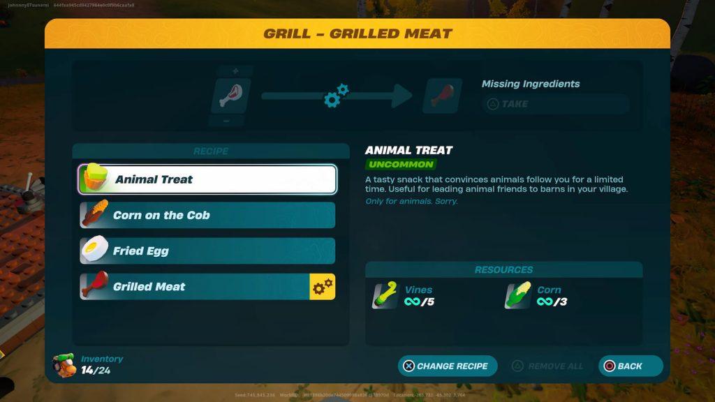 LEGO Fortnite Animal Treat recipe