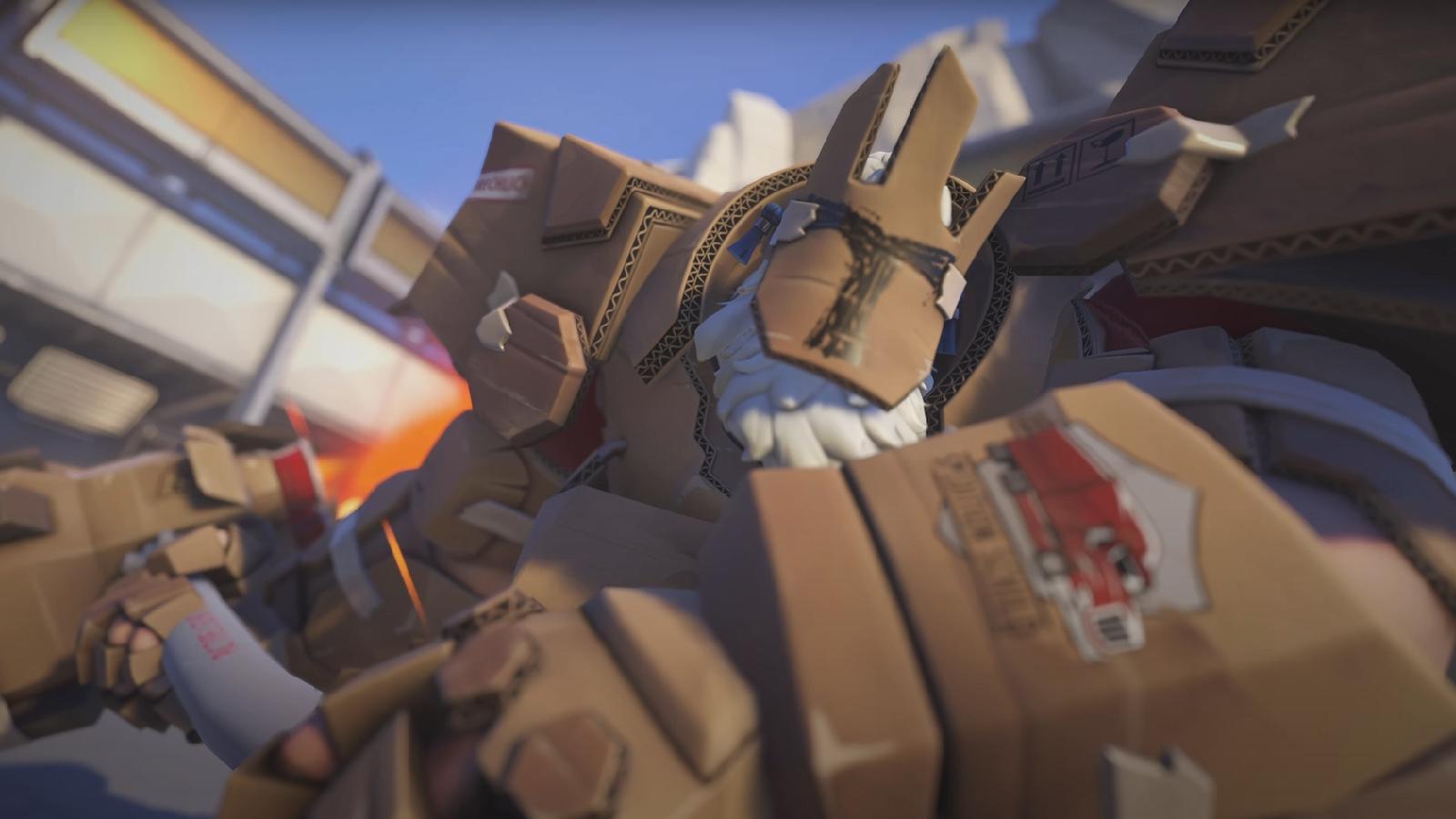 Cardboard reinhardt skin from Overwatch 2