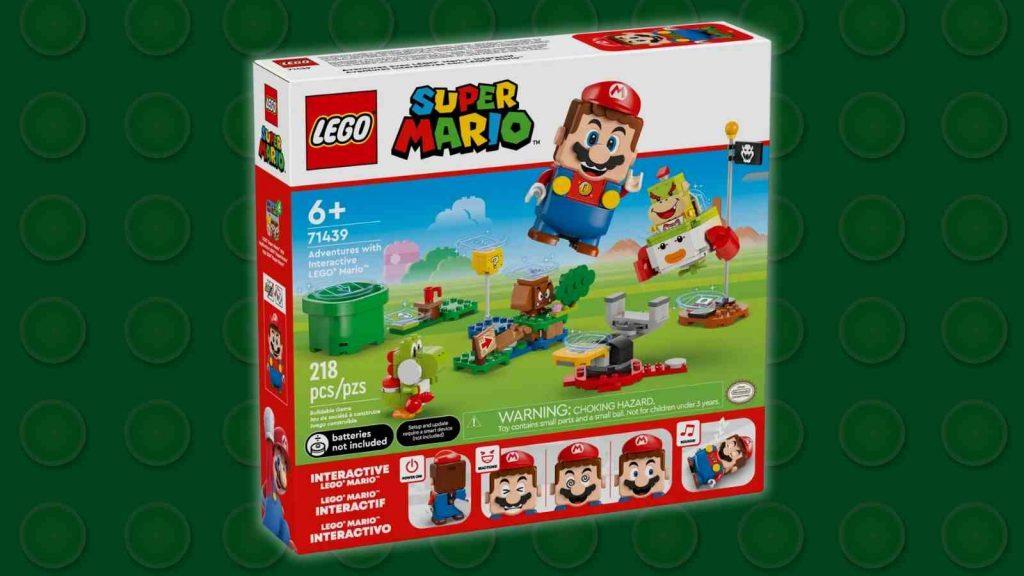 The LEGO Super Mario Adventures with Interactive LEGO Mario on a LEGO background