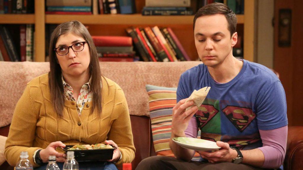 Amy and Sheldon in The Big Bang Theory