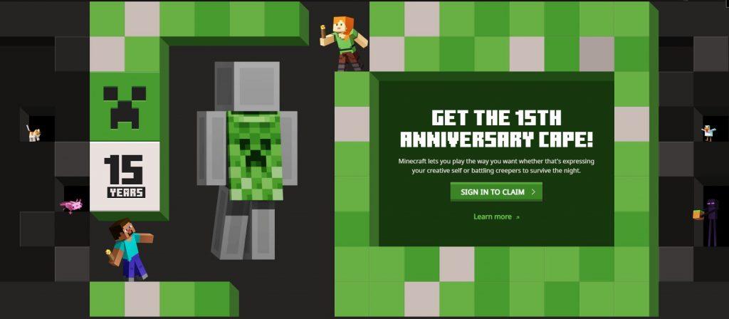 Minecraft anniversary Creeper cape