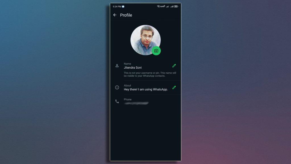 WhatsApp profile