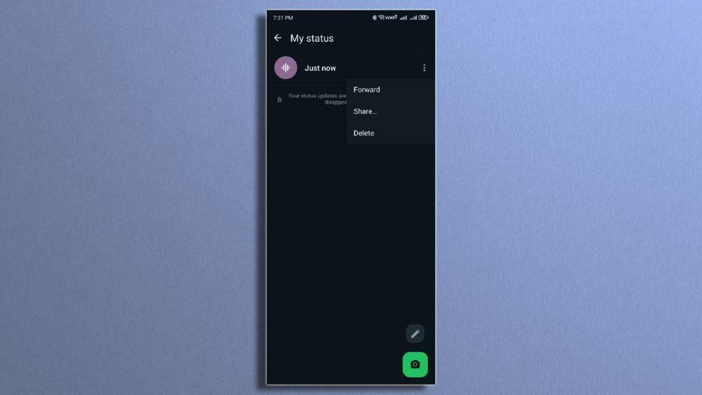 Delete Whatsapp Voice Status