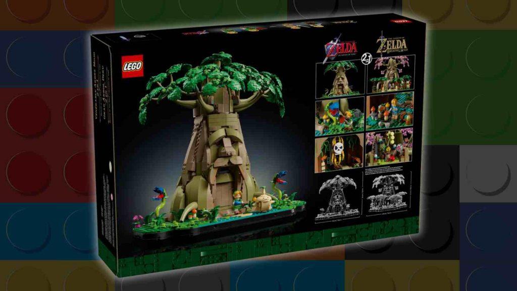 The LEGO Legend of Zelda Great Deku Tree on a LEGO background