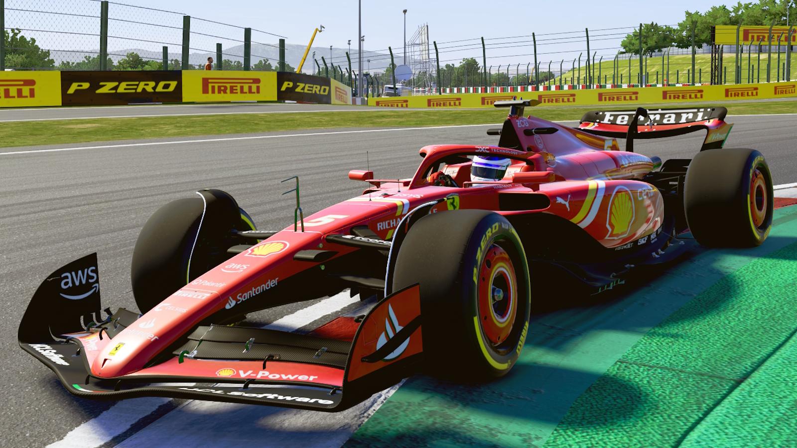 Ferrari Formula 1 car racing around Suzuka in F1 24