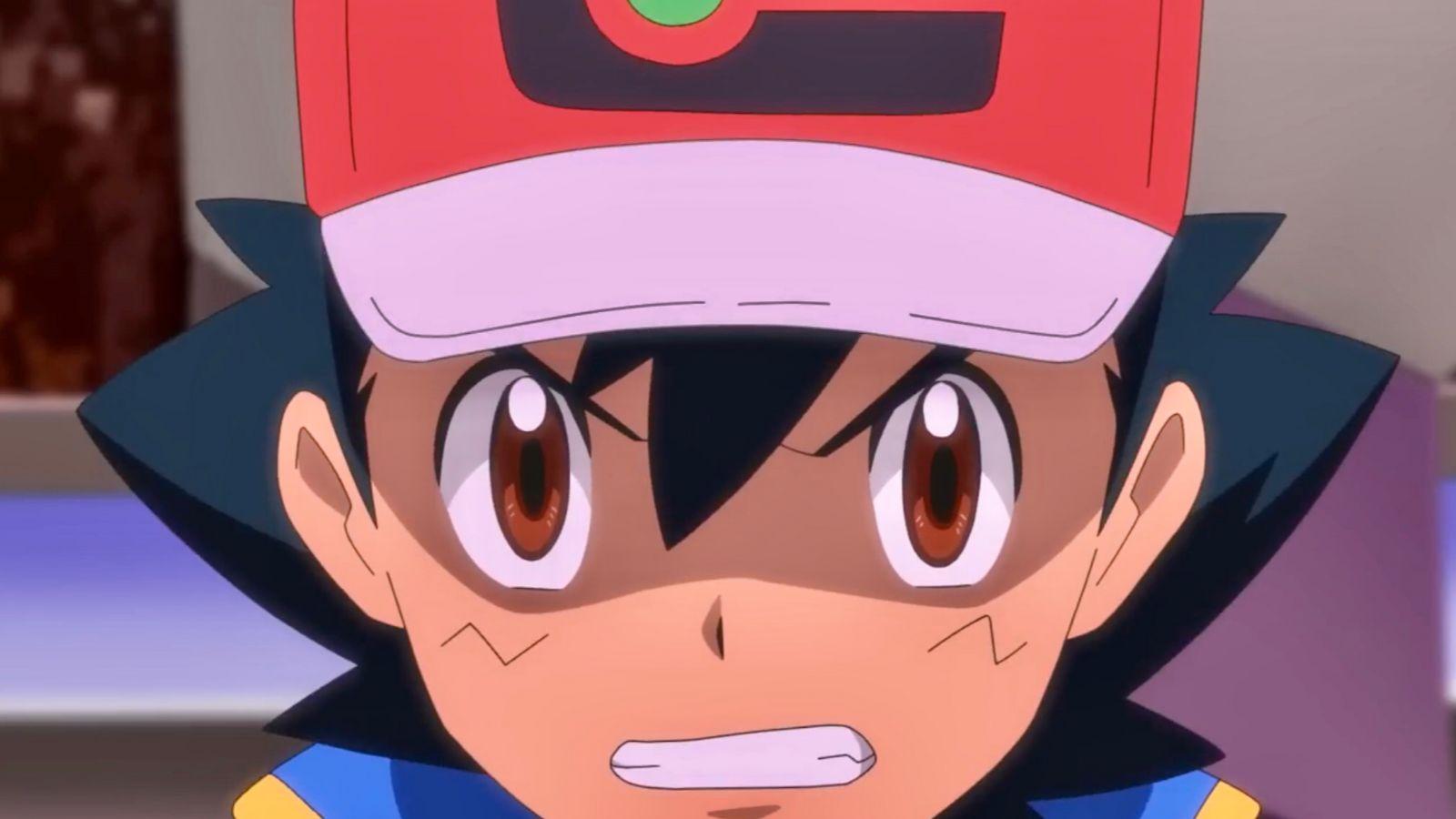 A screenshot featuring angry Ash in Pokemon.