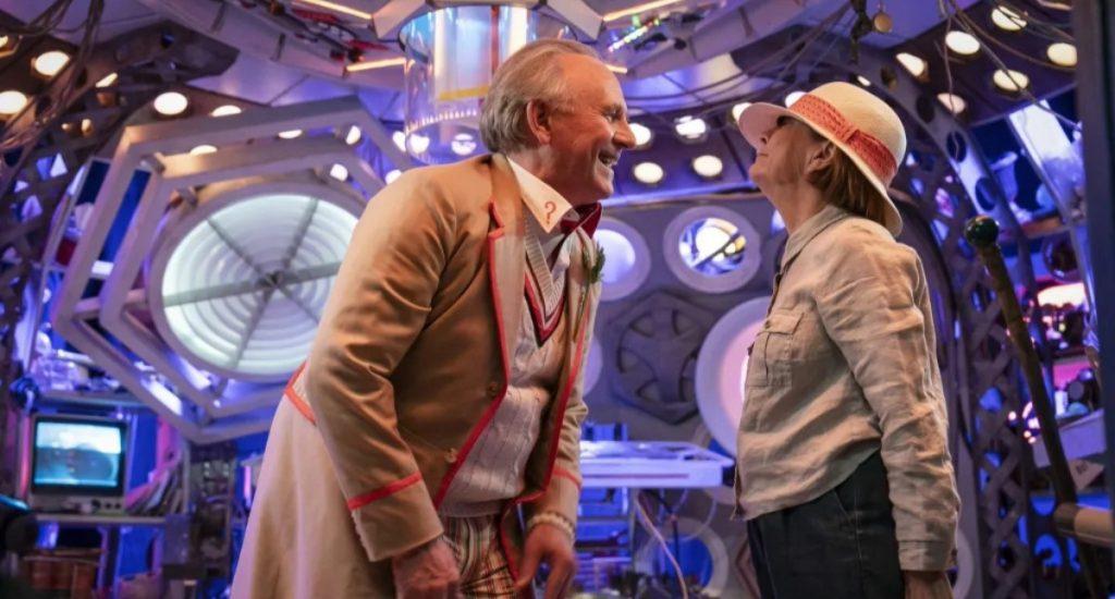 The Doctor (Peter Davison) and Tegan (Janet Fielding) in Tales of the Tardis: Earthshock