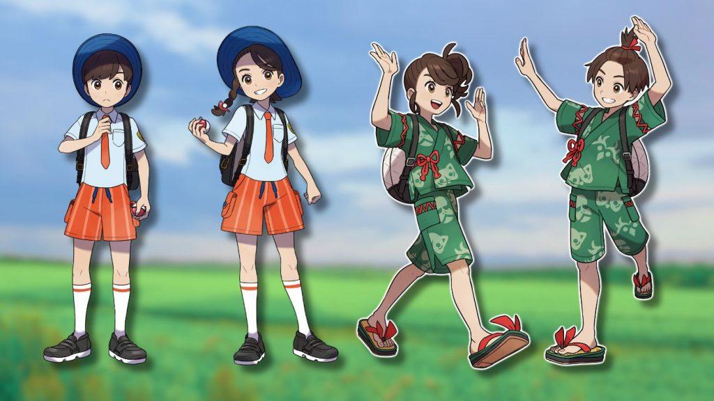 Player characters from Pokemon Scarlet & Violet with fields and clouds behind them.