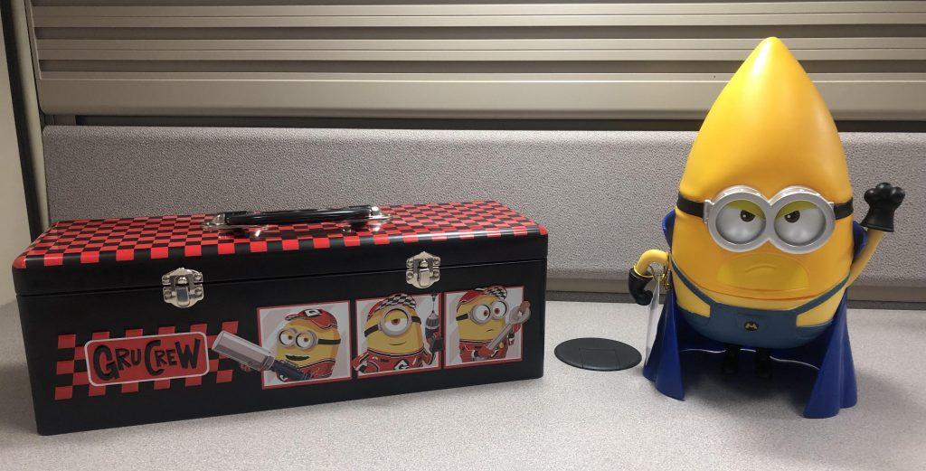 Gru popcorn tin and minion cup.