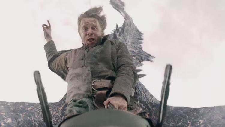 Tom Bennett as Ulf the White in House of the Dragon, riding Silverwing