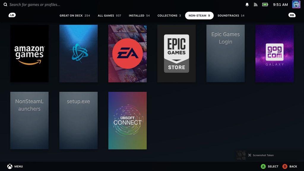 NonSteamLauncher results in the Steam Deck gaming menu