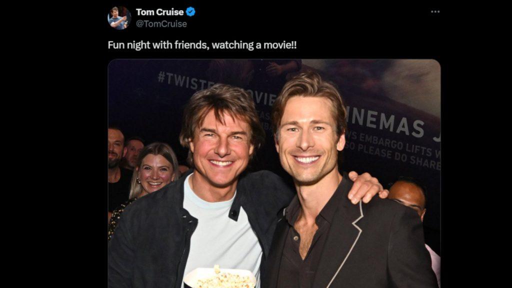 Tom Cruise and Glen Powell at the premiere of Twisters