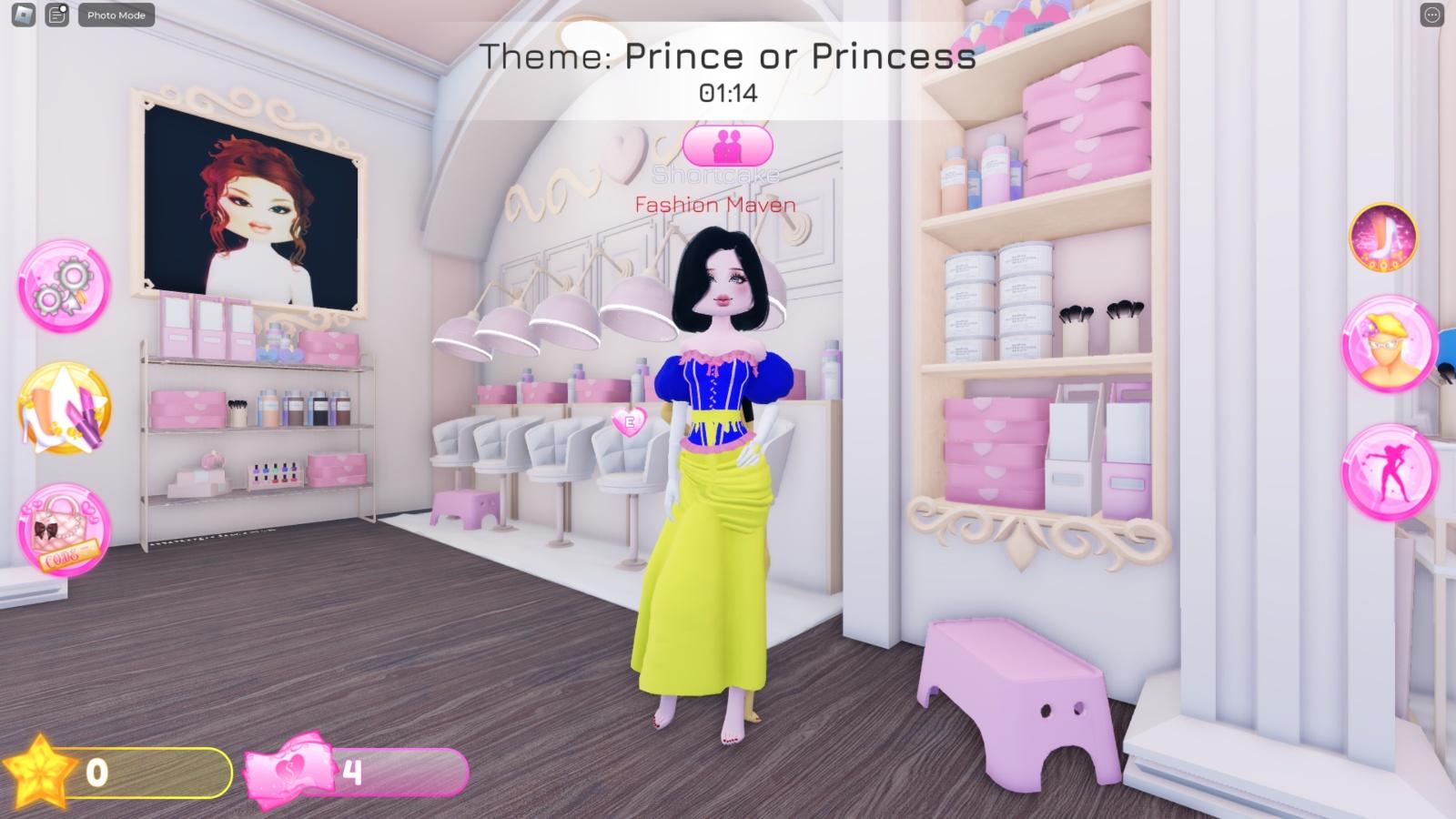 A Dress to Impress character dressed as a princess.