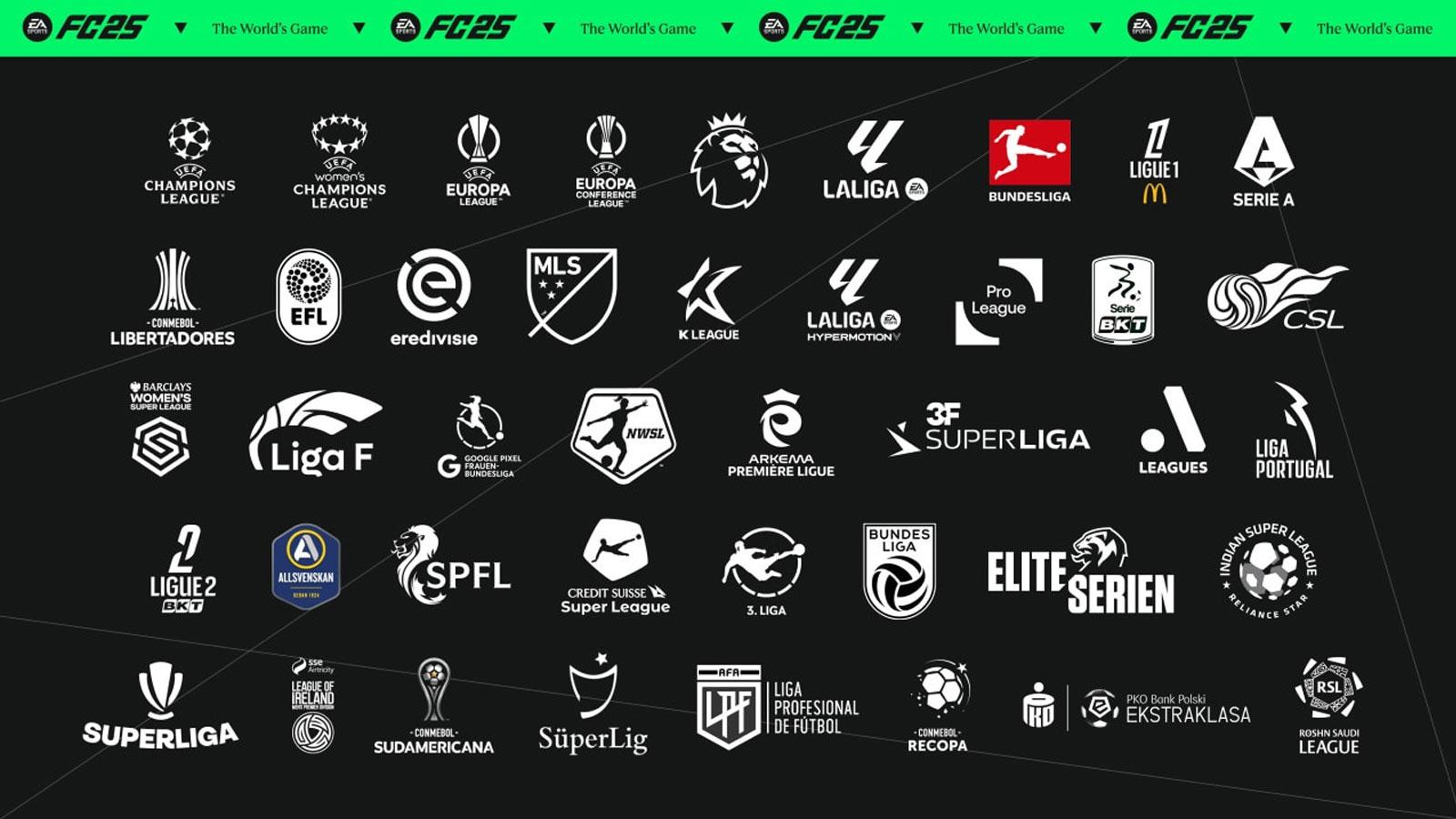 Image with every league in ea fc 25