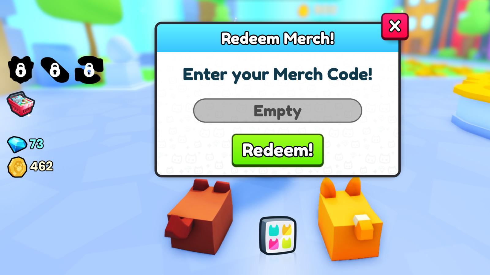 redeem code option in Pet Simulator 99