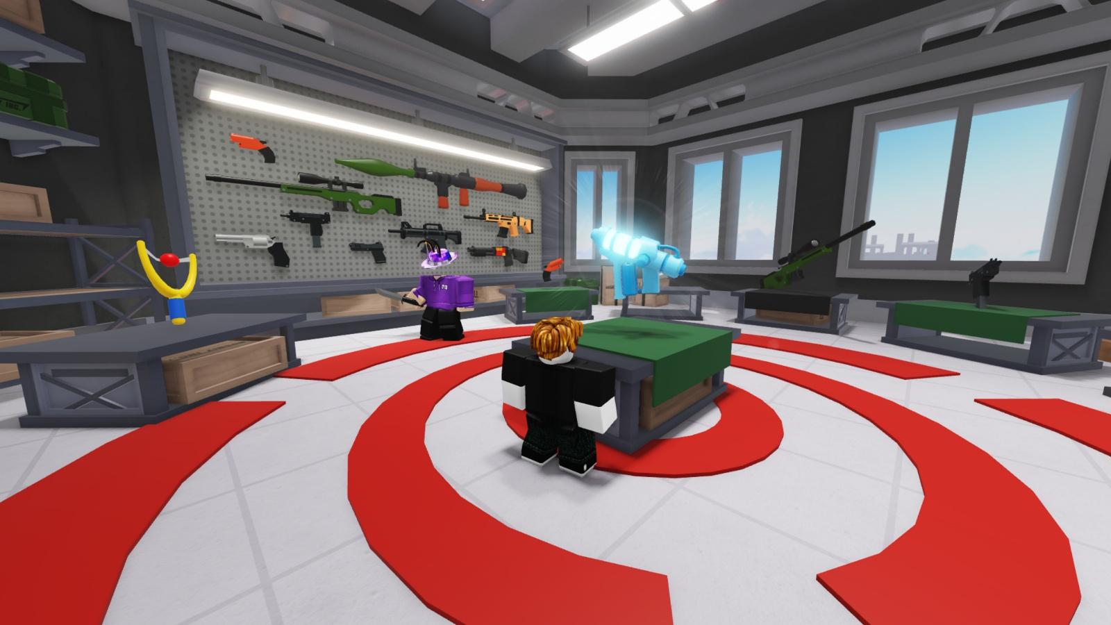 A player in the Roblox RIVALS armory.