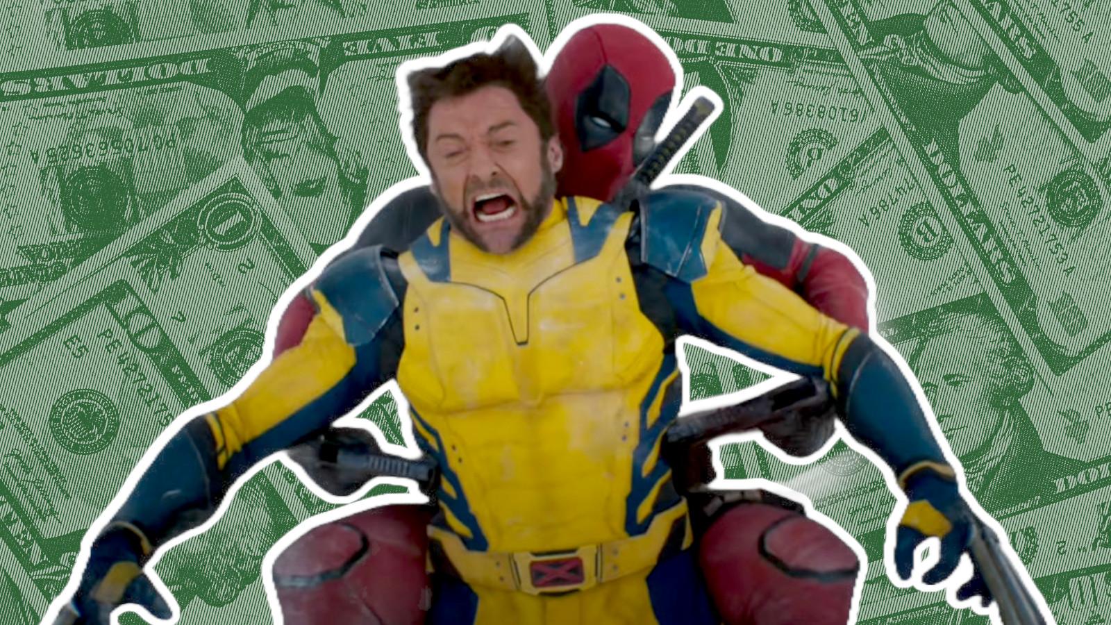 Deadpool and Wolverine with money behind them