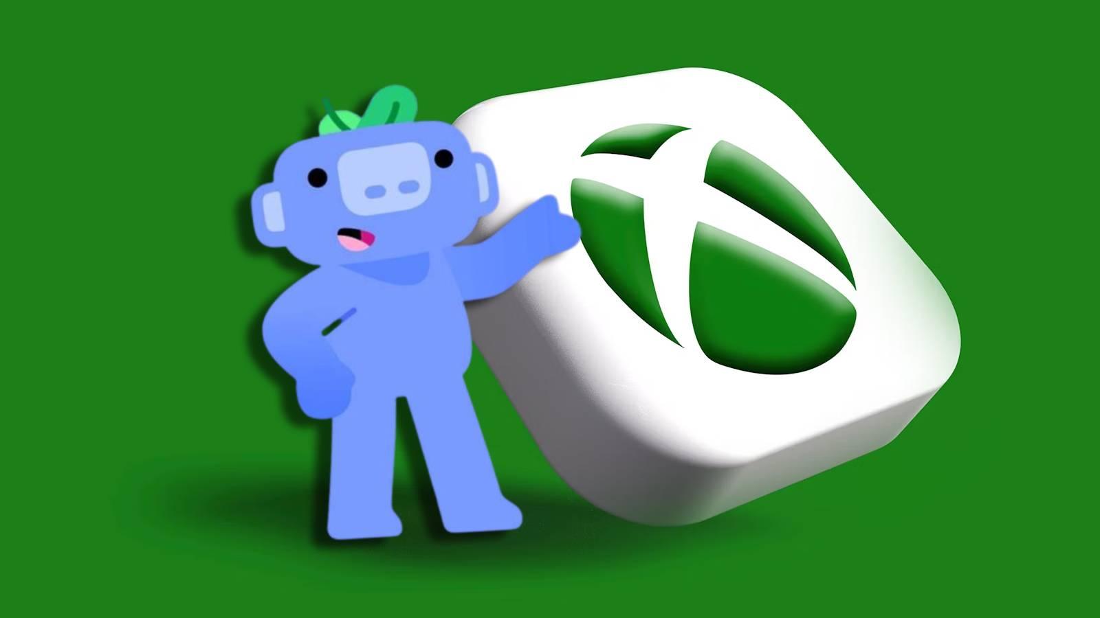 Image of an Xbox icon in 3D by Pexels.com user Rubaitul Azad, with the Discord mascot Wumpus pointing to it.