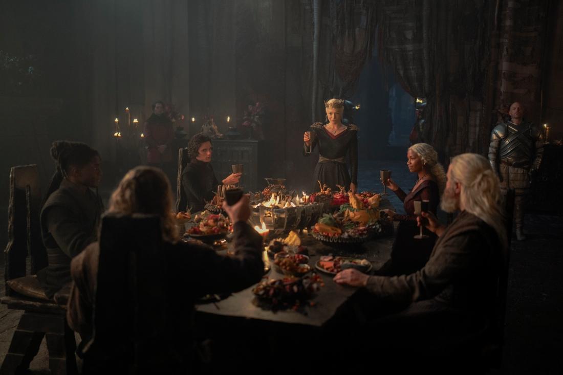 House of the Dragon Season 2 ending explained: Emma D'Arcy as  Rhaenyra Targaryen toasting at the dinner table