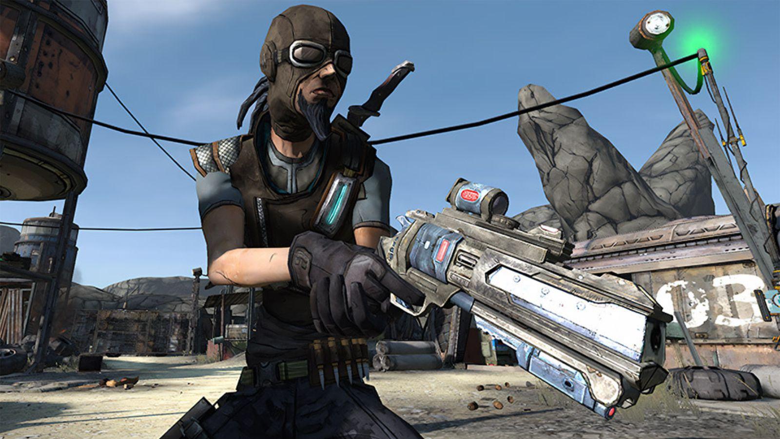 Mordecai wielding a gun in Borderlands