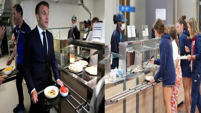 People lining up for food at Olympic Village