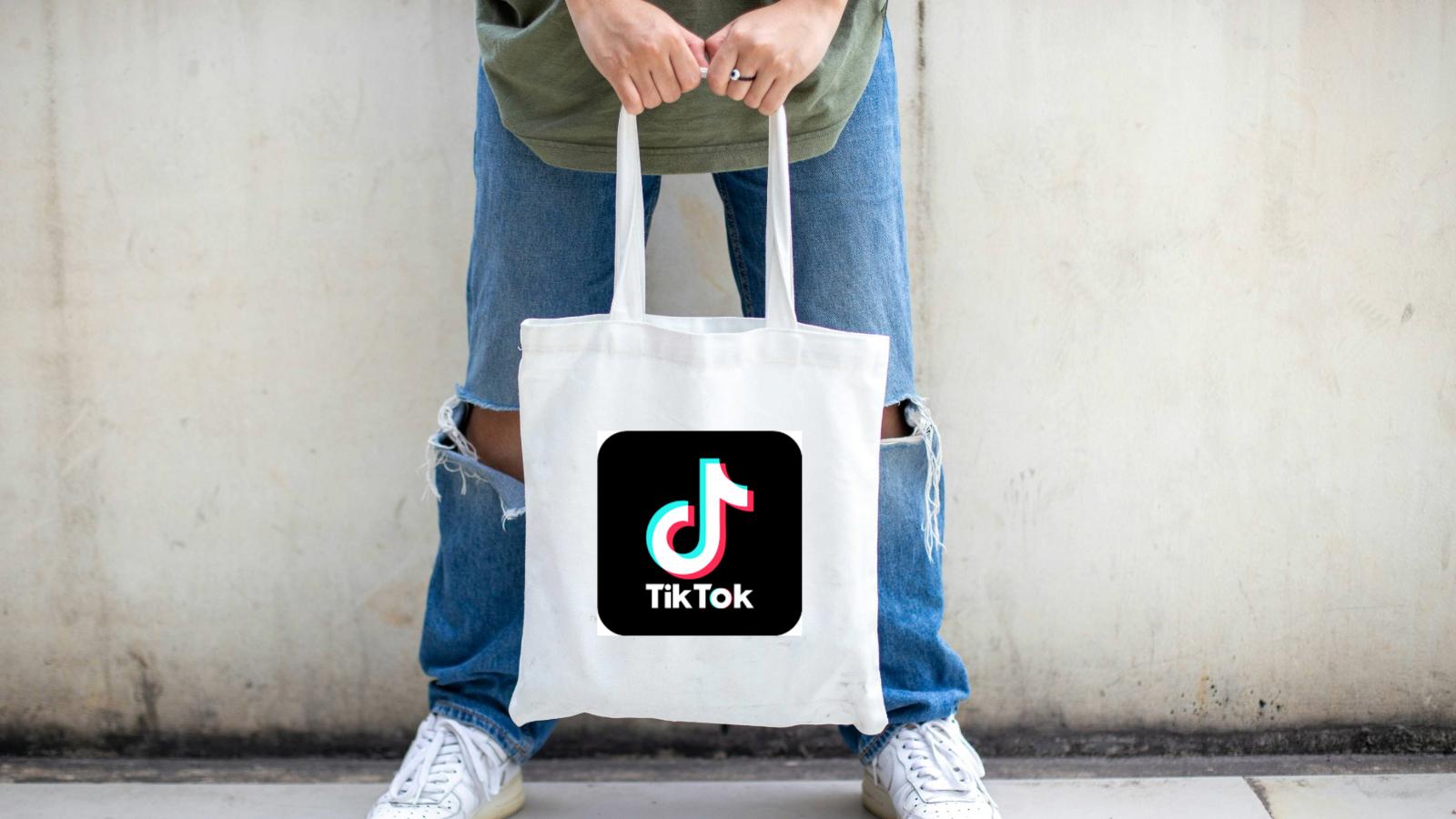 TikTok logo on a shopping bag