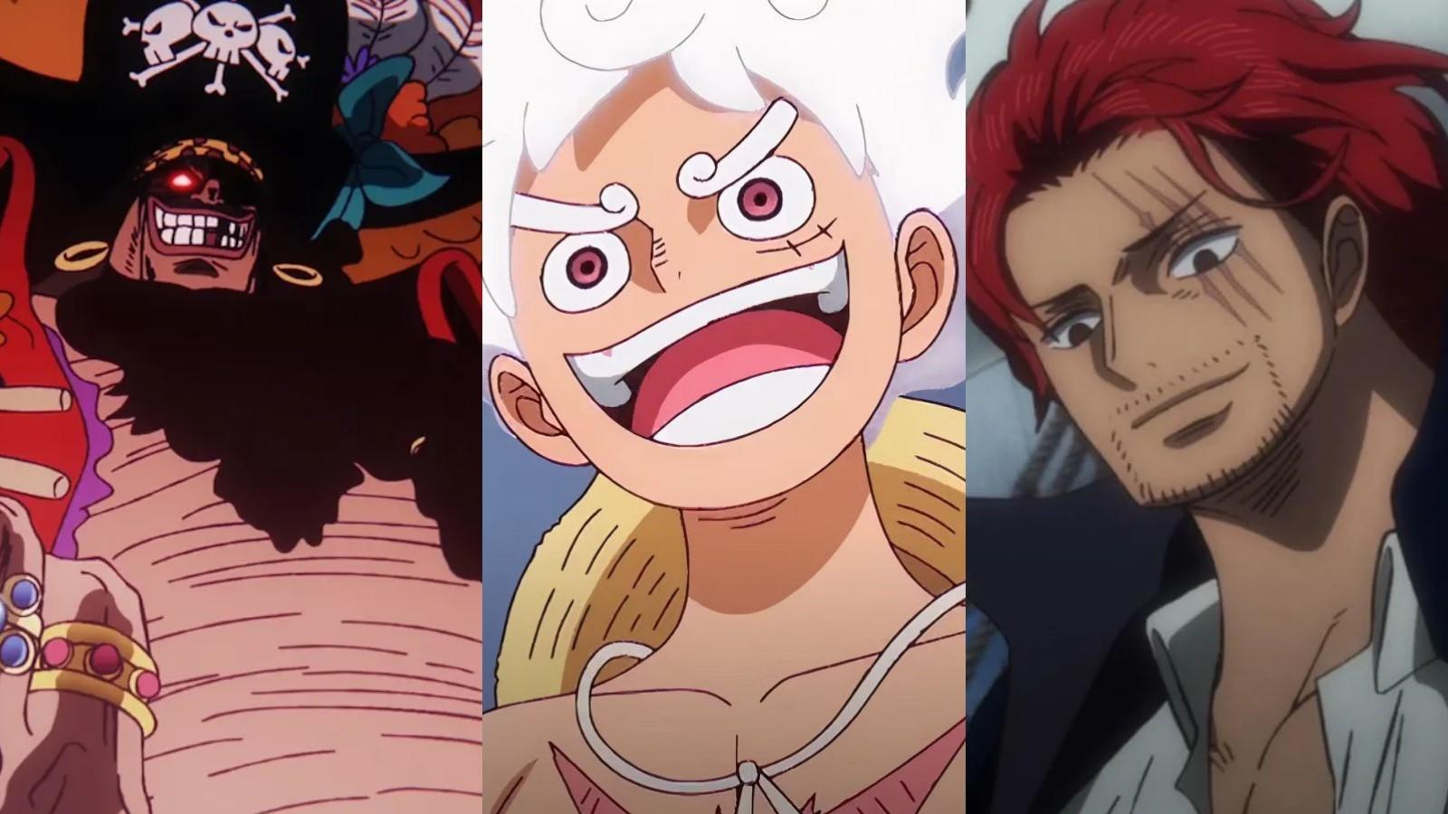 Blackbeard, Luffy, and Shanks in One Piece