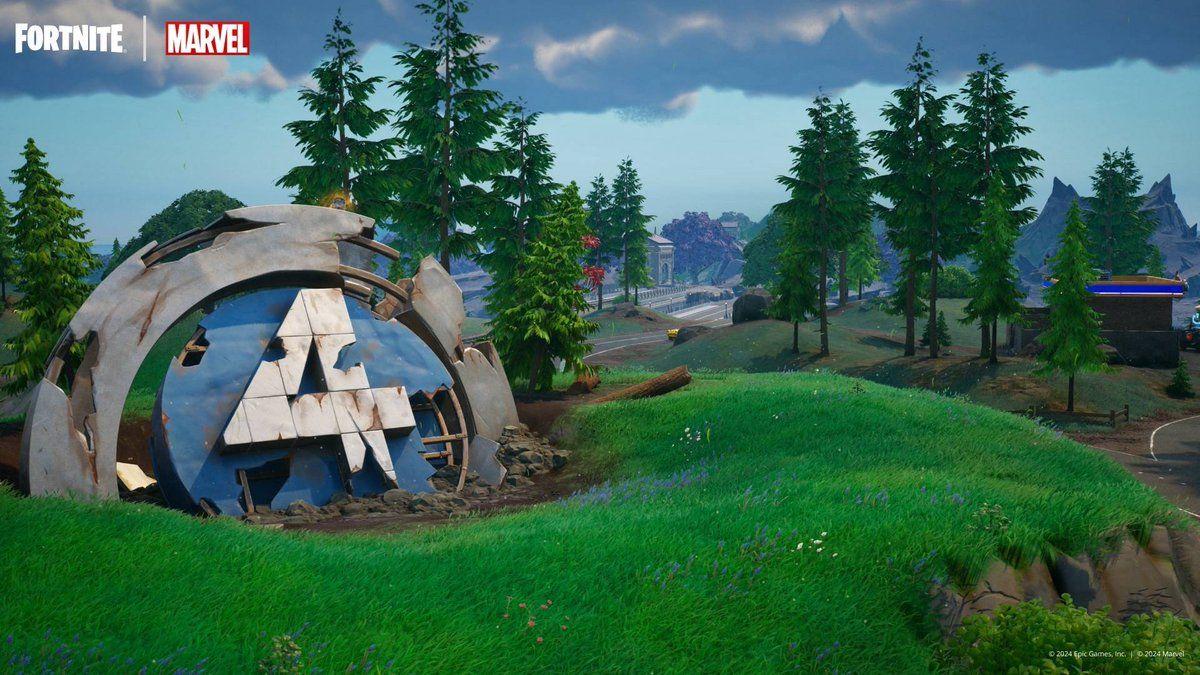 Marvel Entertainment's promo of Felled Four, the POI for Fantastic Four, in Fortnite