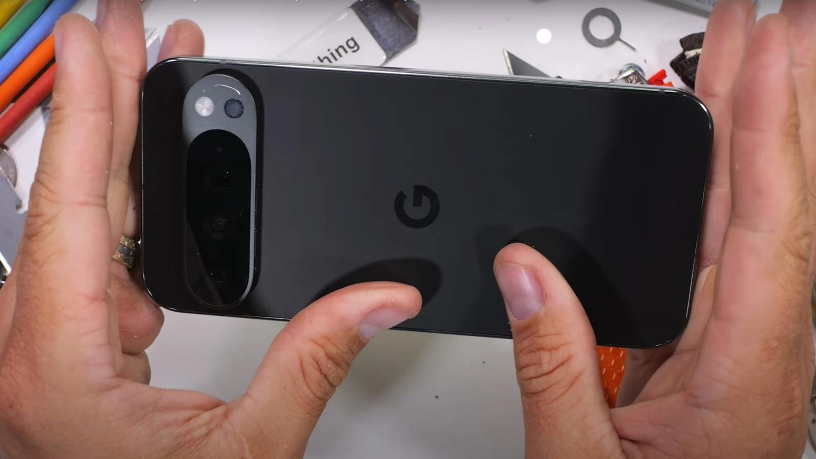 Pixel 9 Pro XL during a bend test.