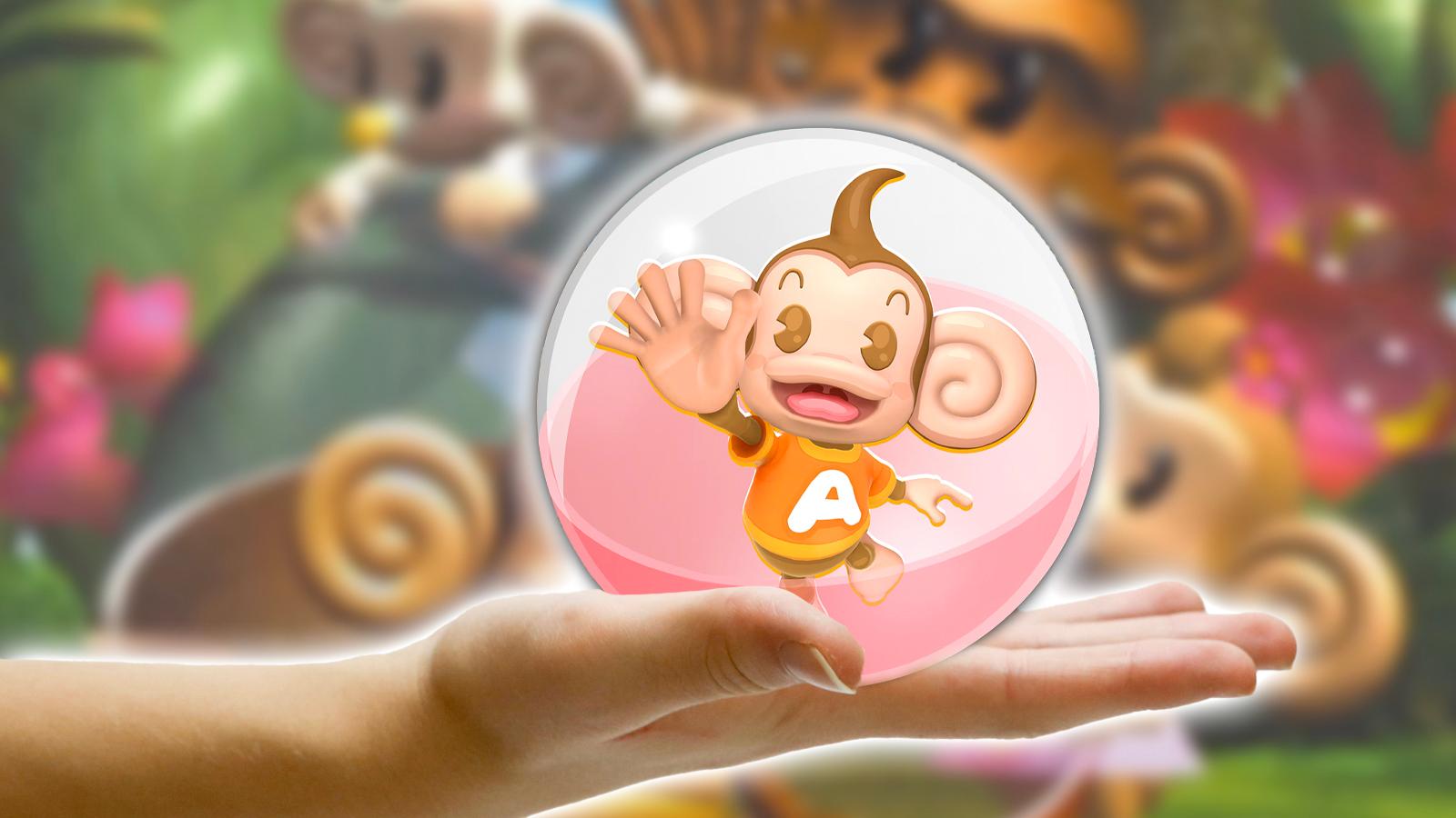 Image of AiAi from Super Monkey Ball on an image of a hand by pixabay on Pexels.com