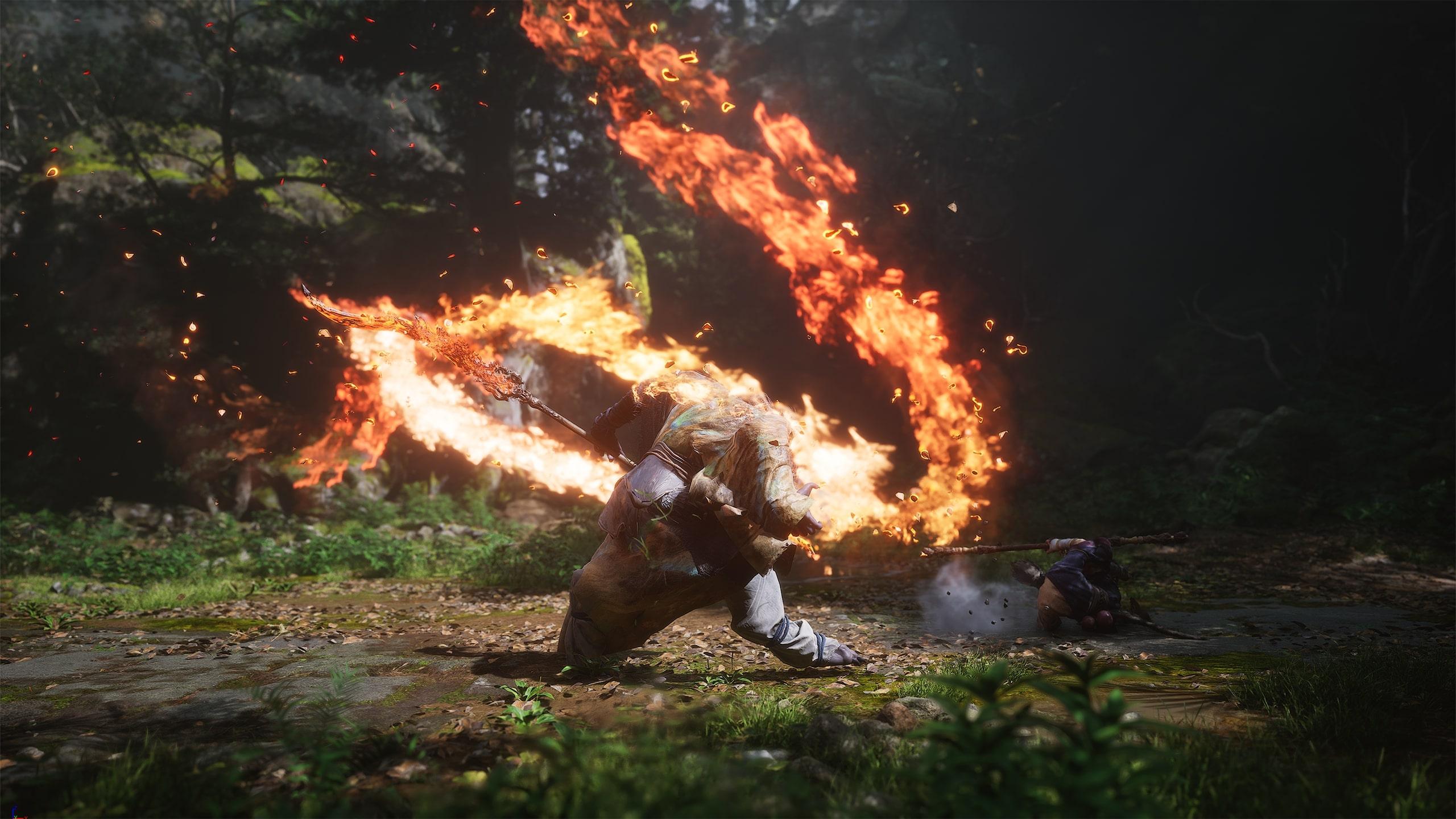 A boss with a fire staff in Black Myth: Wukong