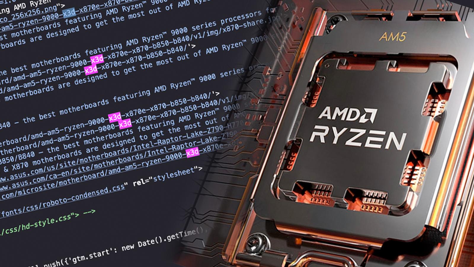 amd am5 cpu next to code saying X3D