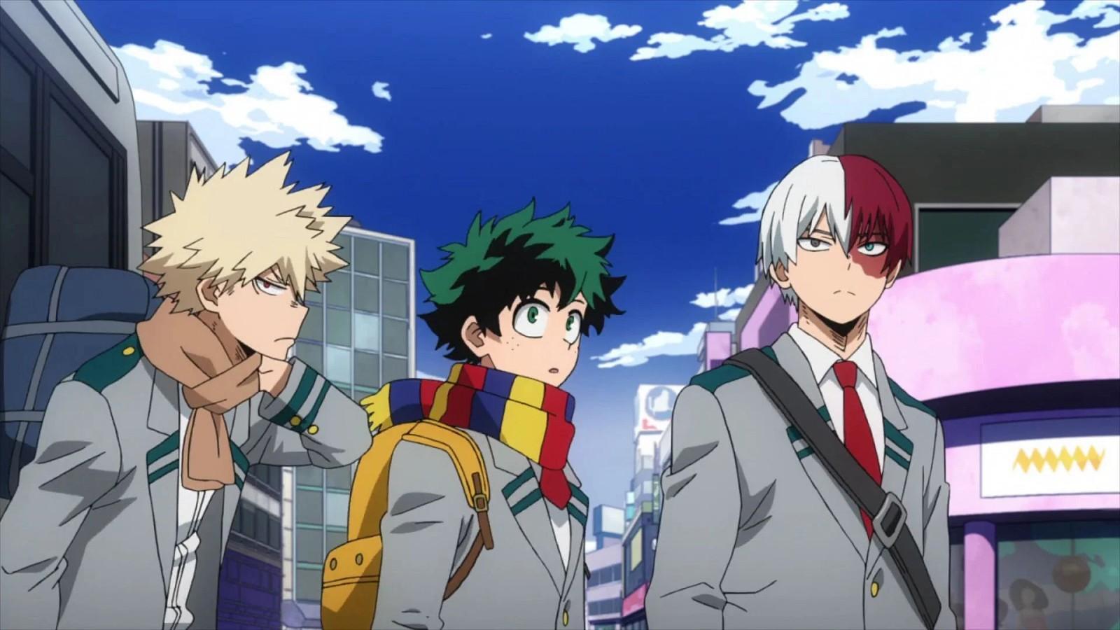 Bakugo, Deku, and Shoto in My Hero Academia