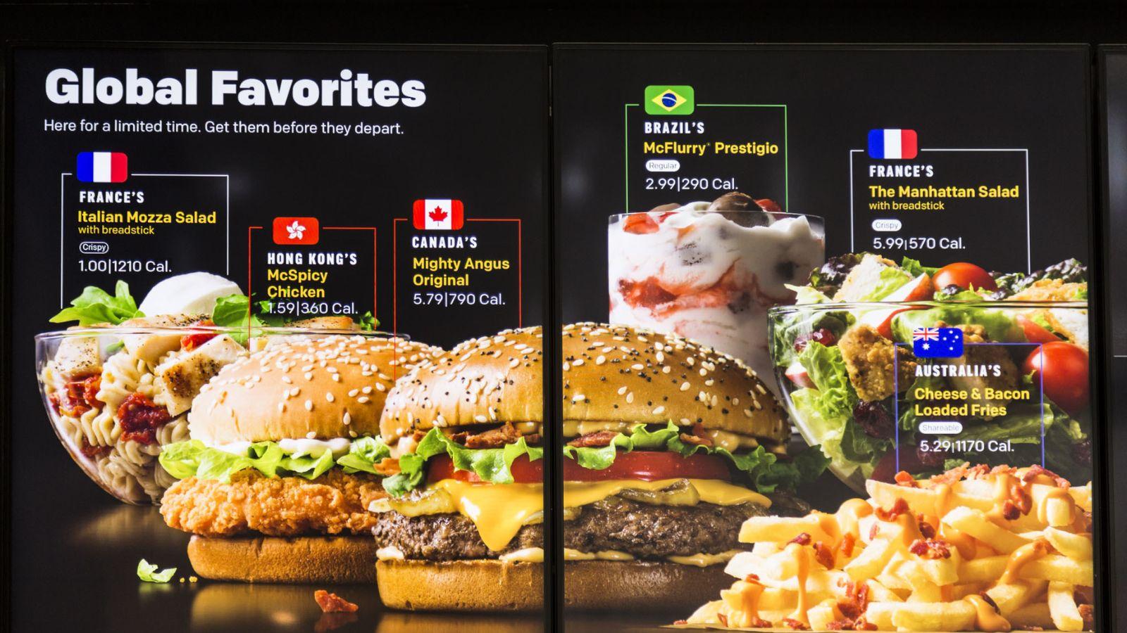 A global mcdonalds menu