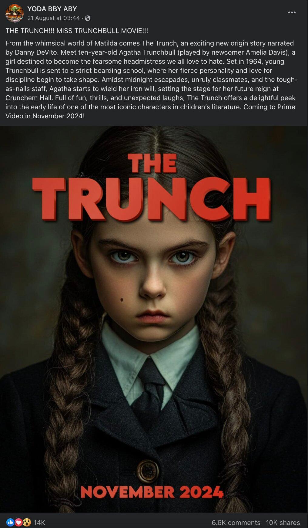 The fake poster for The Trunch