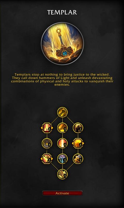 The Templar talents for Ret Paladin in WoW: The War Within