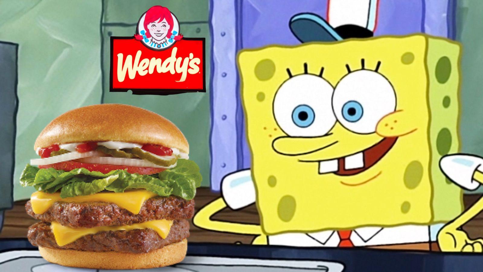 wendys burger with spongebob squarepants