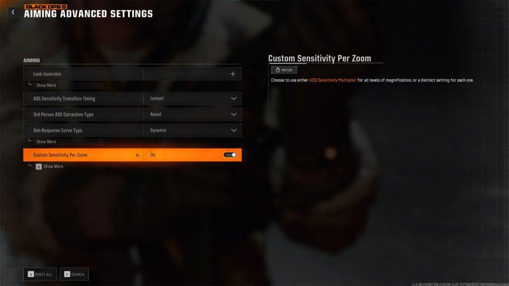 black ops 7 aiming advanced settings page