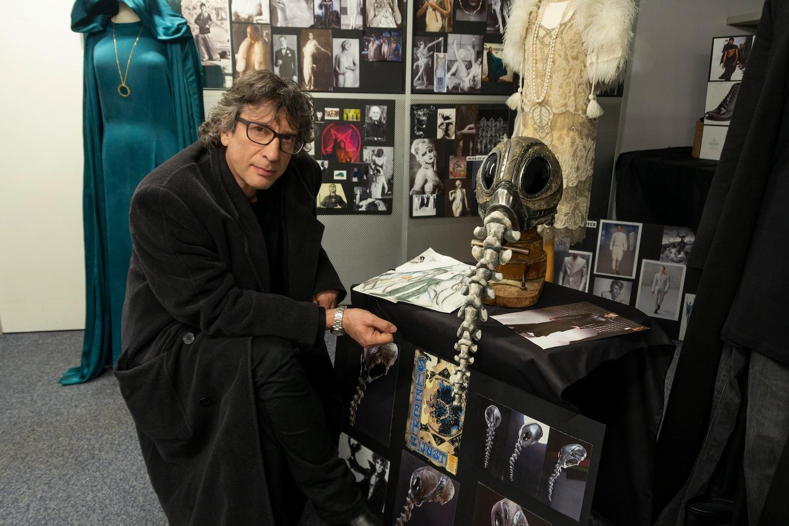 Writer Neil Gaiman on the set of The Sandman