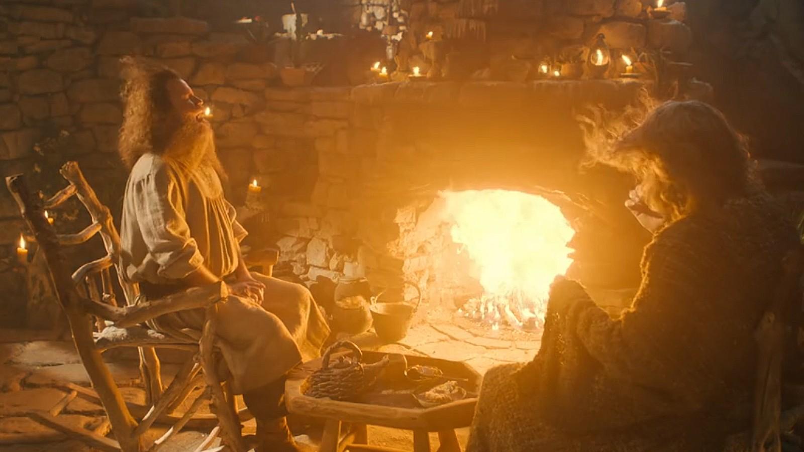 Tom Bombadil starting a fire with his yawn in Rings of Power