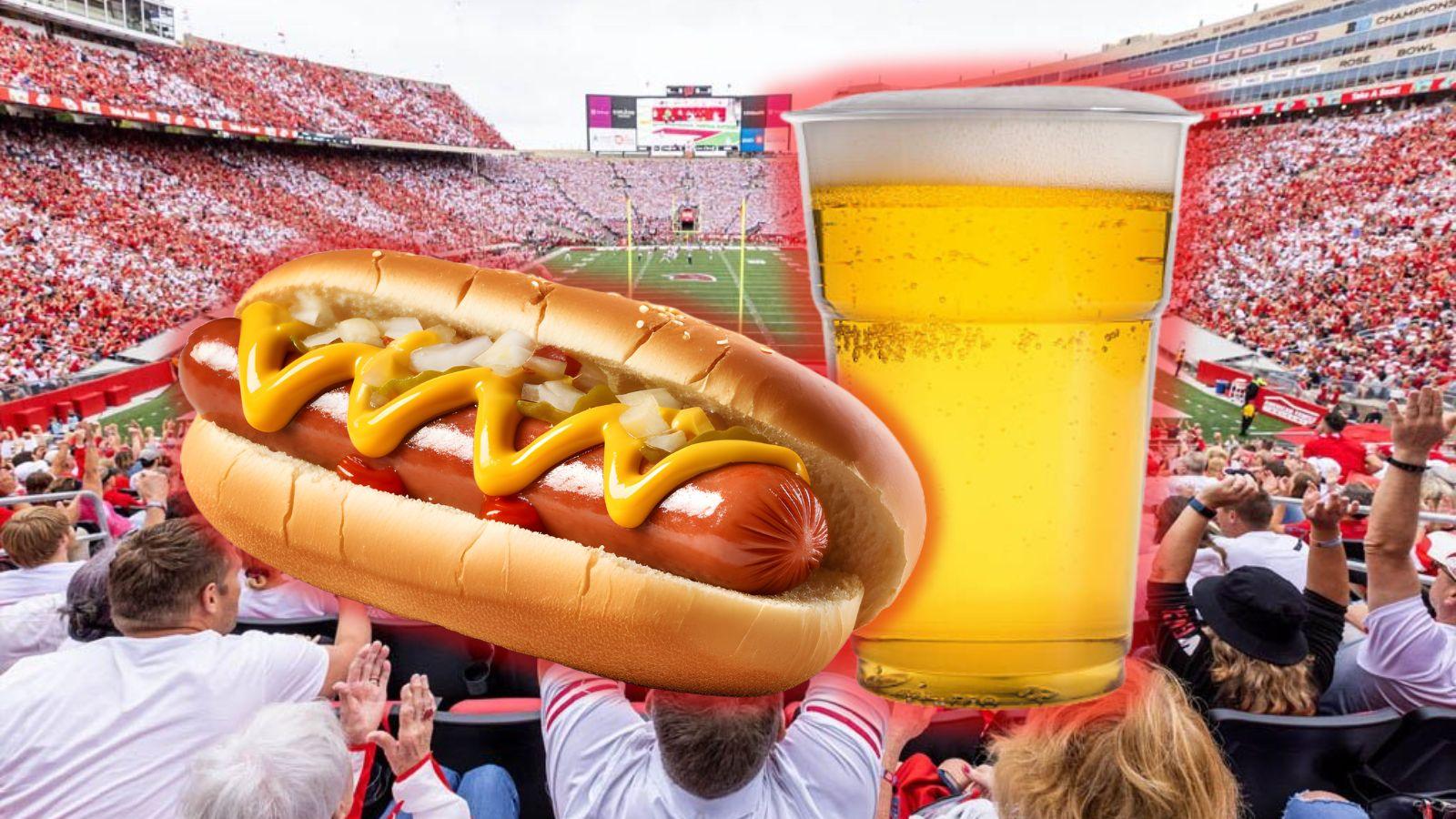 hot dog and beer at an NFL stadium