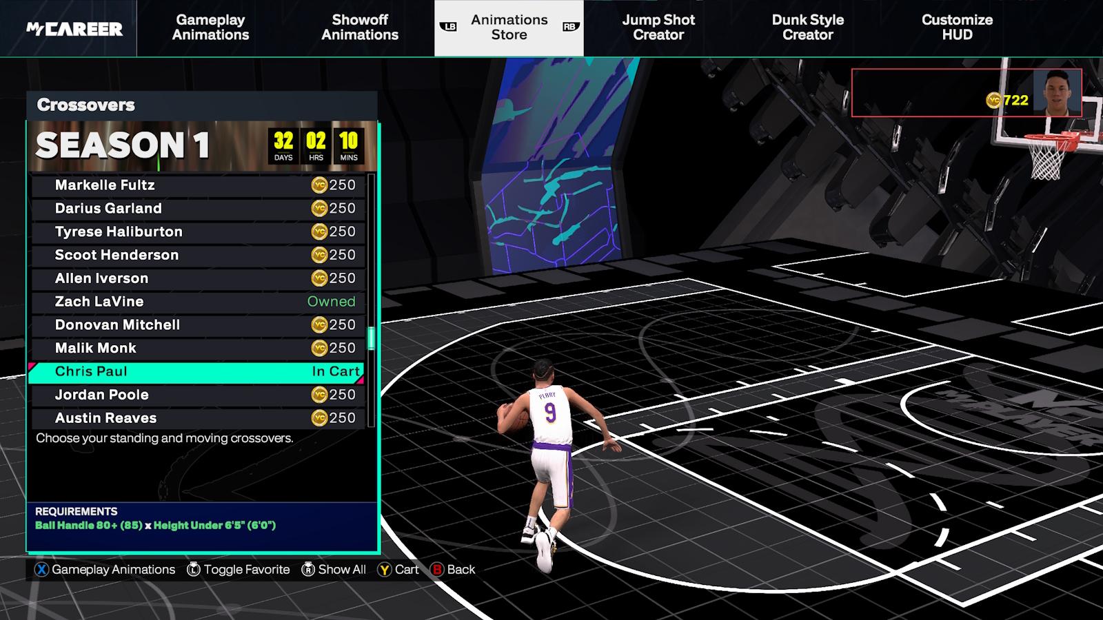 Buying playmaking moves in NBA 2K25.